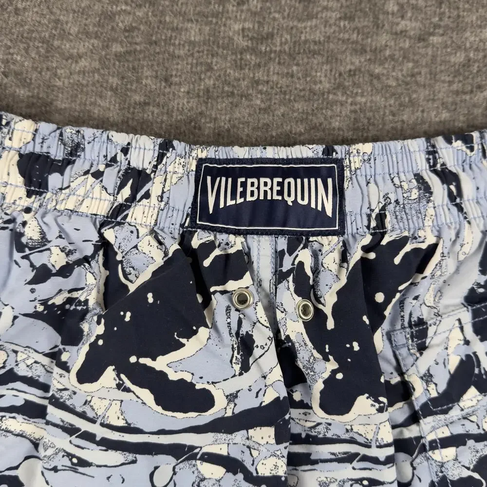Vilebrequin Swim Shorts Mens 2XL Blue Turtle Print Trunks Mesh Lined Quick Dry